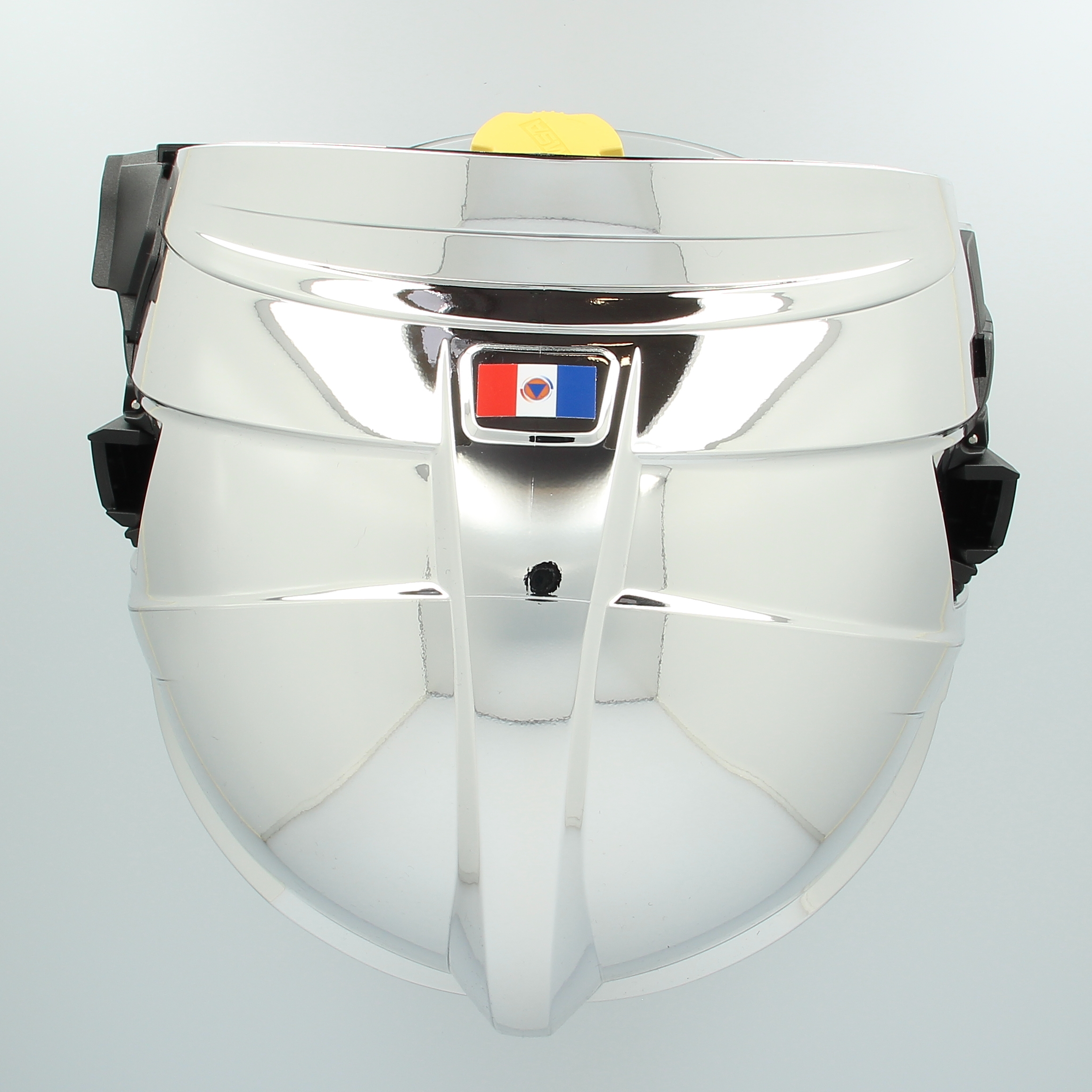 Casque type B F1XF peint - plaque dorée SP - écran facial doré - oculaire transparent - bavolet textile