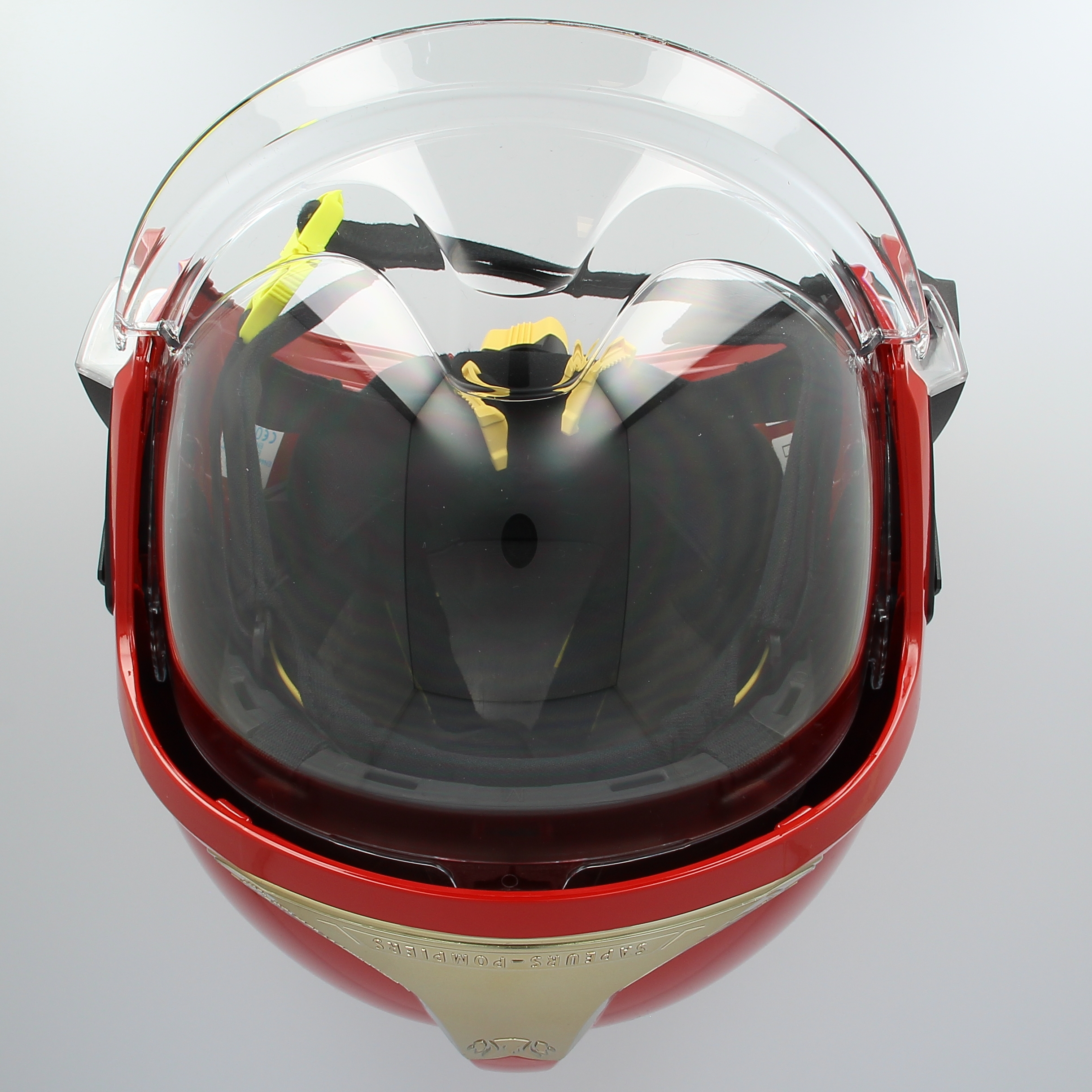 Casque type B F1XF peint - plaque dorée SP - PAD textile - écran facial transparent - sans bavolet