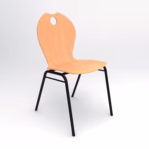 Chaise 4 pieds Alix - coque A - hêtre verni naturel - piétement noir - empilable - lot de 4