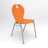 Chaise 4 pieds Alix - coque A - hêtre teinté - piétement époxy - empilable - lot de 4