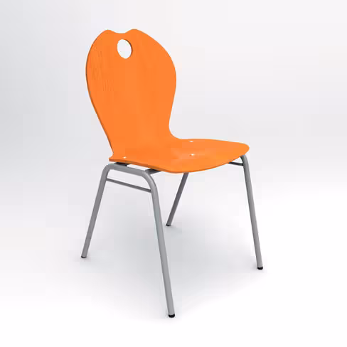 Chaise 4 pieds Alix - coque A - hêtre teinté - piétement époxy - empilable - lot de 4