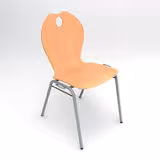 Chaise 4 pieds Alix - coque A - hêtre verni naturel - piétement gris - empilable et accrochable - lot de 4