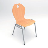 Chaise 4 pieds Alix - coque A - hêtre verni naturel - piétement gris - empilable et accrochable - lot de 4