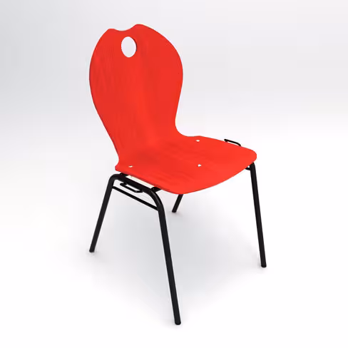 Chaise 4 pieds Alix - coque A - hêtre teinté - piétement époxy - empilable et accrochable - lot de 4