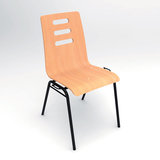 Chaise 4 pieds Alix - coque B - hêtre verni naturel - piétement noir - empilable et accrochable - lot de 4