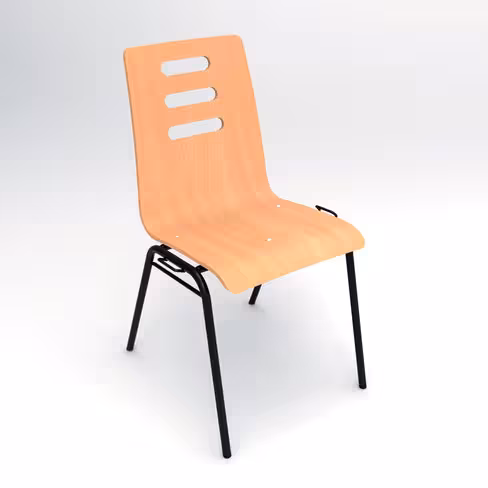 Chaise 4 pieds Alix - coque B - hêtre verni naturel - piétement noir - empilable et accrochable - lot de 4