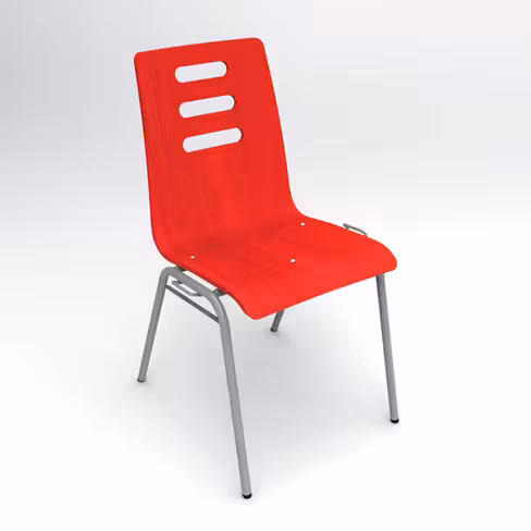 Chaise 4 pieds Alix - coque B - hêtre teinté - piétement époxy - empilable et accrochable - lot de 4