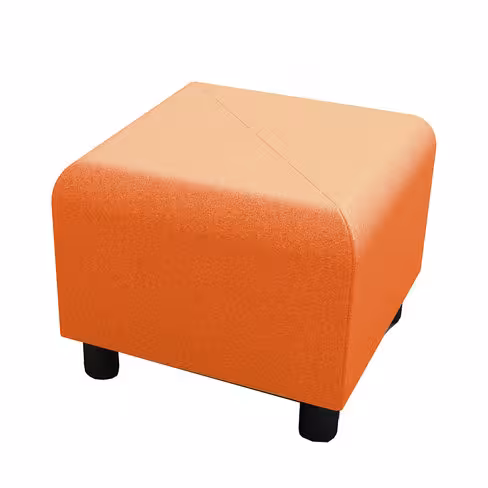 Pouf carré Yola - textile enduit imprimé corail