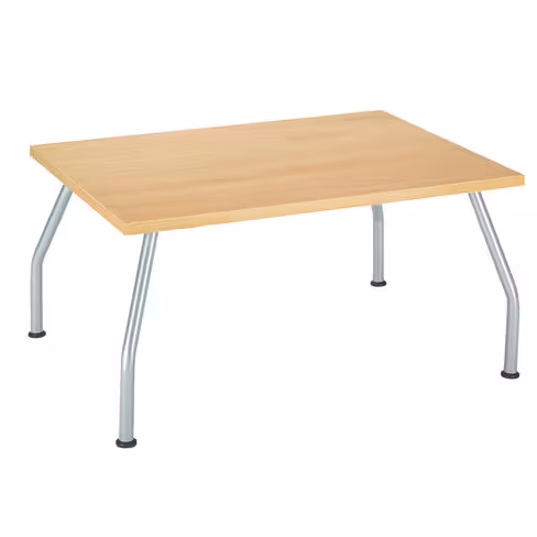 Table basse rectangulaire Yola - mélaminé - plateau hêtre verni naturel - piétement alu