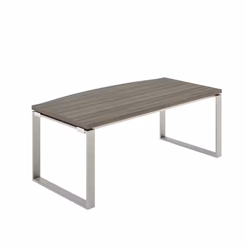 Bureau courbe Léandre Manager - l. 160 x pr. 90-101 cm - plateau mélaminé - pieds cadre