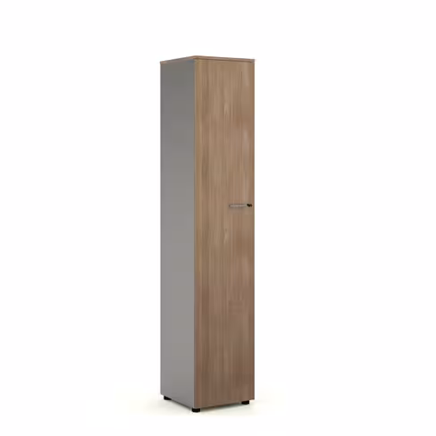 Armoire mélaminé Léandre Manager - h. 215,8 x l. 43 cm - 4 tablettes métal - porte battante