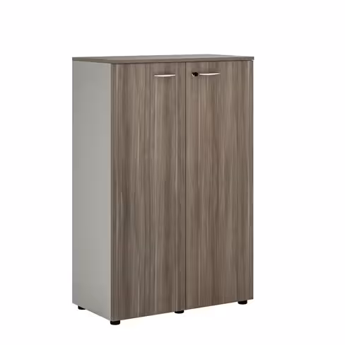 Armoire mélaminé Léandre Manager - h. 132,8 x l. 86 cm - 2 tablettes métal - portes battantes