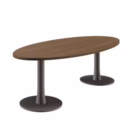 Table de réunion ovale 6 places Léandre Manager - 2 piétements centraux - plateau mélaminé