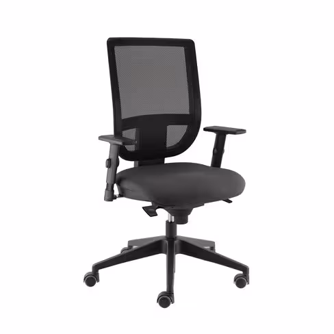 Fauteuil de bureau Tertio S - assise tissu gris anthracite 172 - dossier résille noir - roulettes sol dur