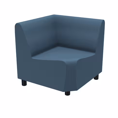 Chauffeuse angle 90° fermé Yola II - textile enduit uni - patins polypropylène noir