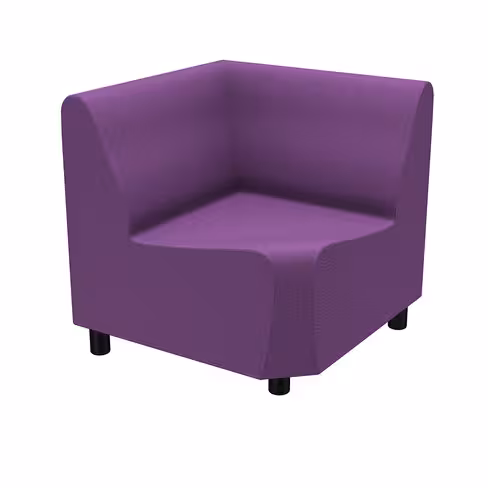 Chauffeuse angle 90° fermé Yola II - textile enduit imprimé- patins polypropylène noir