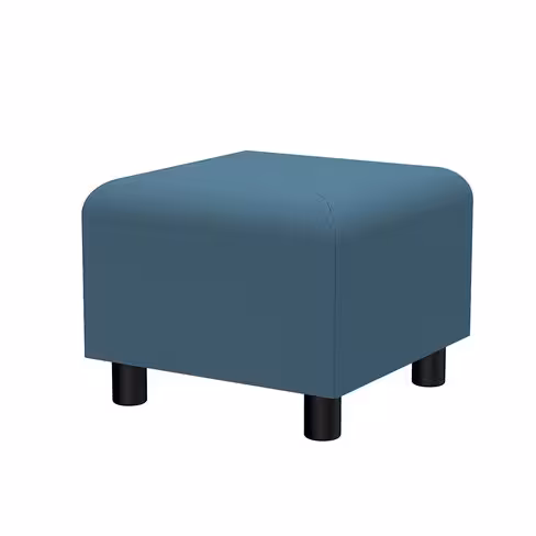 Pouf carré Yola - textile enduit uni - patins polypropylène noir