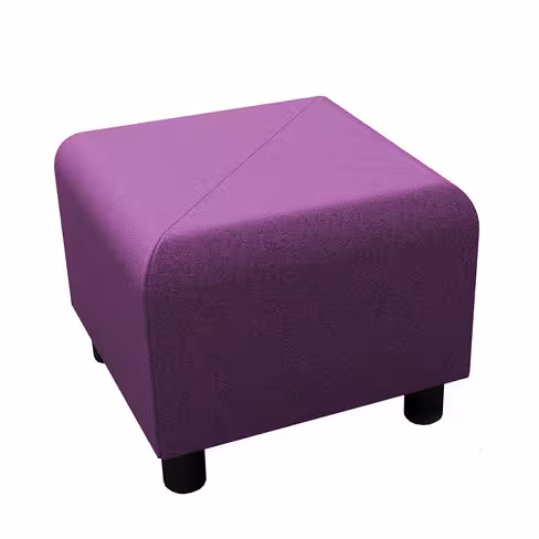 Pouf carré Yola - textile enduit imprimé - patins polypropylène noir