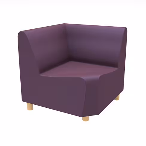 Chauffeuse angle 90° fermé Yola II - textile enduit uni - patins bois