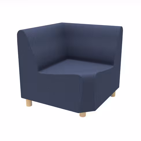 Chauffeuse angle 90° fermé Yola II - textile enduit imprimé- patins bois