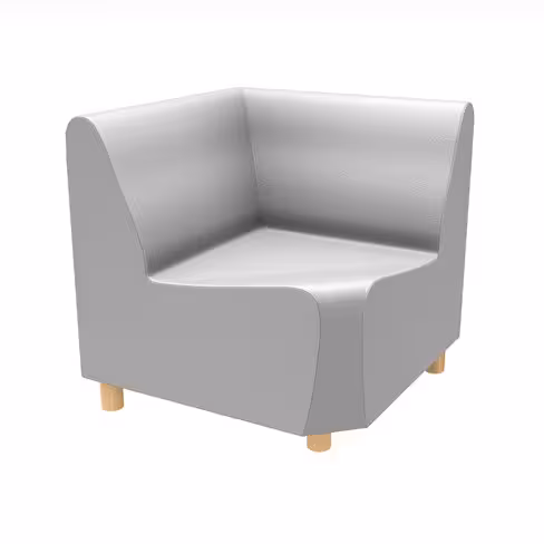 Chauffeuse angle 90° fermé Yola II - textile enduit grainé - patins bois