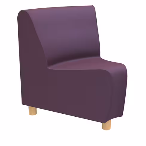 Chauffeuse angle 45° Yola II - textile enduit uni - patins bois