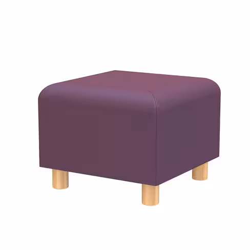 Pouf carré Yola - textile enduit uni - patins bois