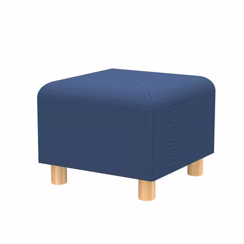 Pouf carré Yola - textile enduit imprimé - patins bois