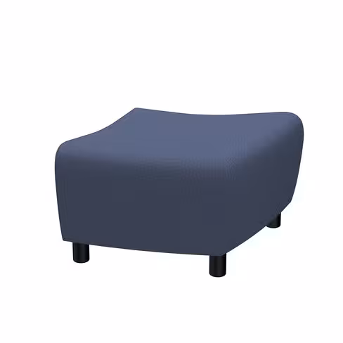 Pouf d'extrémité Yola - textile enduit imprimé - patins polypropylène noir