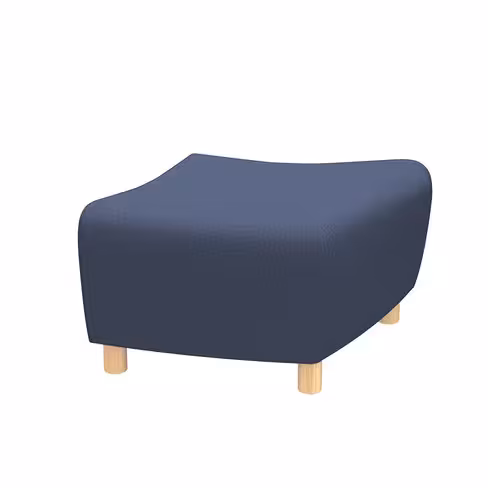 Pouf d'extrémité Yola - textile enduit imprimé - patins bois