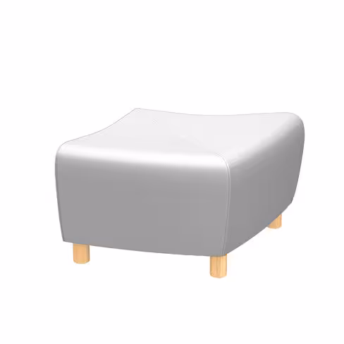 Pouf d'extrémité Yola - textile enduit grainé - patins bois