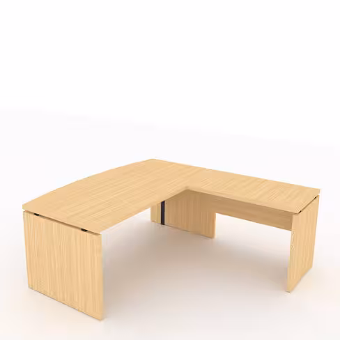 Bureau courbe Amphitéo - l. 180 x pr. 80-90 cm + retour sur pied l. 100 x pr. 60 cm