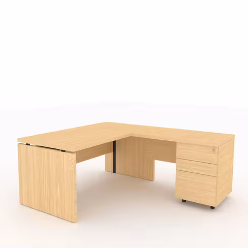 Bureau droit Amphitéo - l. 160 x pr. 80 cm + retour sur caisson l. 100 x pr. 60 cm - 2 tiroirs plats 1 doss. susp.