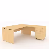 Bureau droit Amphitéo - l. 180 x pr. 80 cm + retour sur caisson l. 100 x pr. 60 cm - 2 tiroirs plats 1 doss. susp.