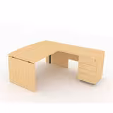 Bureau courbe Amphitéo - l. 160 x pr. 80-90 cm + retour sur caisson porteur l. 100 x pr. 60 cm - 4 tiroirs plats