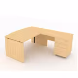 Bureau courbe Amphitéo - l. 160 x pr. 80-90 cm + retour sur caisson l. 100 x pr. 60 cm - 2 tiroirs plats 1 doss. susp.