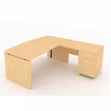 Bureau courbe Amphitéo - l. 180 x pr. 80-90 cm + retour sur caisson porteur l. 100 x pr. 60 cm - 4 tiroirs plats