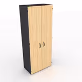 Armoire mélaminé placage bois Amphitéo - h. 197 x l. 80 cm - 4 tablettes métal