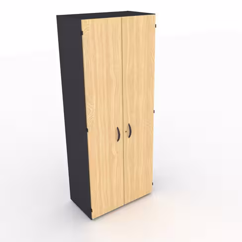 Armoire mélaminé placage bois Amphitéo - h. 197 x l. 80 cm - 4 tablettes métal