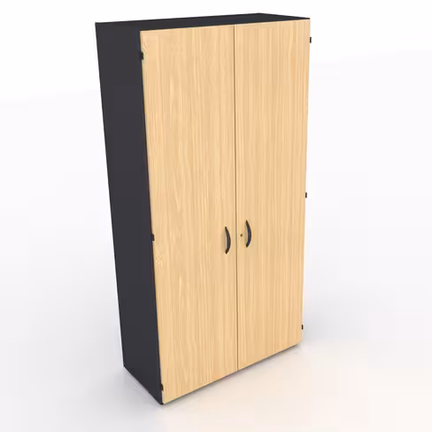 Armoire mélaminé placage bois Amphitéo - h. 197 x l. 100 cm - 4 tablettes métal