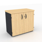 Armoire mélaminé placage bois Amphitéo - h. 73 x l. 80 cm - 2 tablettes - portes battantes