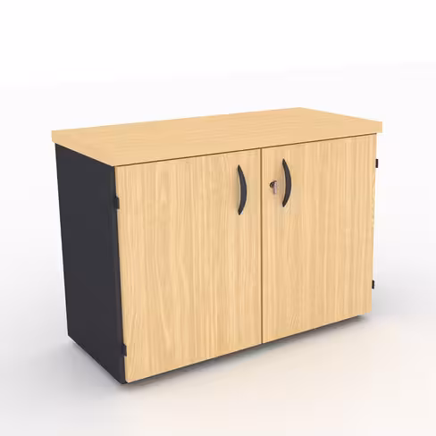 Armoire mélaminé placage bois Amphitéo - h. 73 x l. 100 cm - 2 tablettes - portes battantes