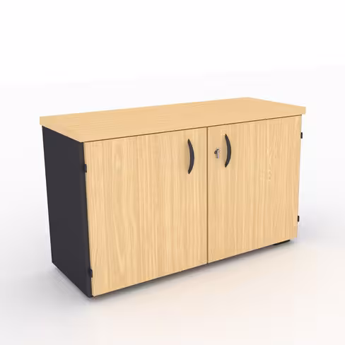 Armoire mélaminé placage bois Amphitéo - h. 73 x l. 120 cm - 2 tablettes - portes battantes