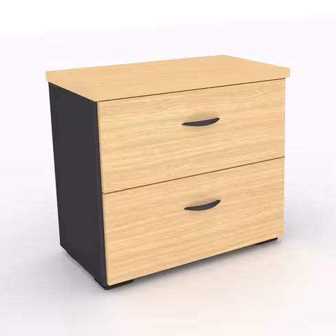 Armoire hauteur bureau à tiroirs mélaminé placage bois Amphitéo - l. 80 cm - 2 tiroirs pour dossiers suspendus