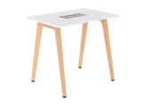Table haute B Free - 120 x 80 cm - piétement bois - avec trappe affleurante et goulotte