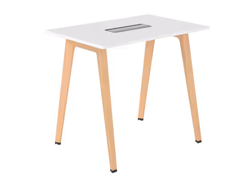 Table haute B Free - 120 x 80 cm - piétement bois - avec trappe affleurante et goulotte