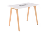Table haute B Free - 140 x 80 cm - piétement bois - avec trappe affleurante et goulotte