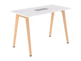 Table haute B Free - 160 x 80 cm - piétement bois - avec trappe affleurante et goulotte