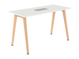 Table haute B Free - 180 x 80 cm - piétement bois - avec trappe affleurante et goulotte