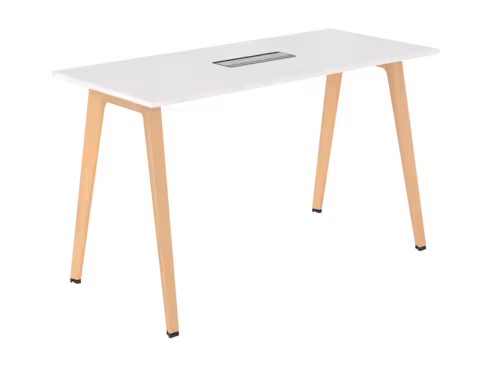 Table haute B Free - 180 x 80 cm - piétement bois - avec trappe affleurante et goulotte